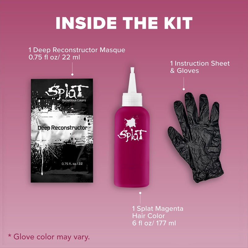 Splat Midnight Magenta Semi Permanent Hair Dye Kit, 1 Application, Includes Deep Reconstructor Conditioner, Lasts 30 Washes, No Bleach Required, Vegan & Cruelty Free Hair Color - Image 4